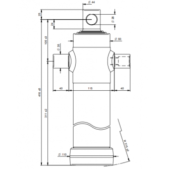 Teleskopski cilinder 3 stopnje 5 ton 893mm z luknjo 2035F